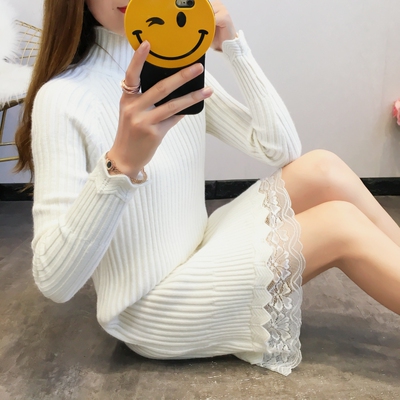 【女神必备】蕾丝针织衫连衣裙毛衣