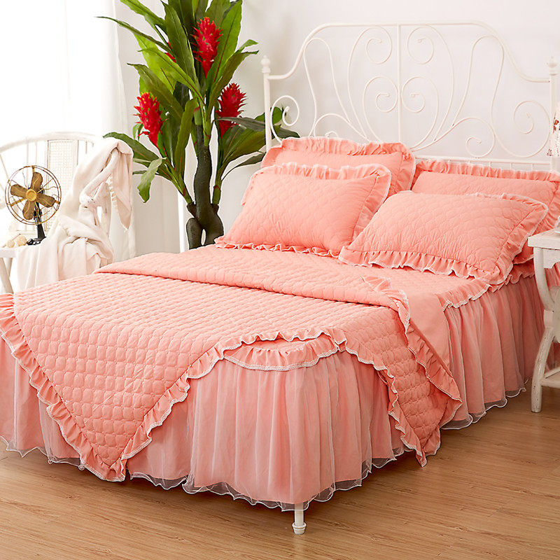 韩版床裙四件套夹棉加厚床罩4件套