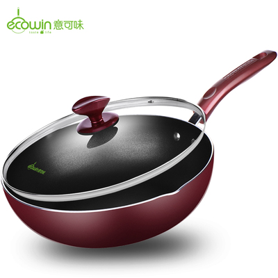ecowin麦饭石炒锅不粘锅无油烟炒菜锅